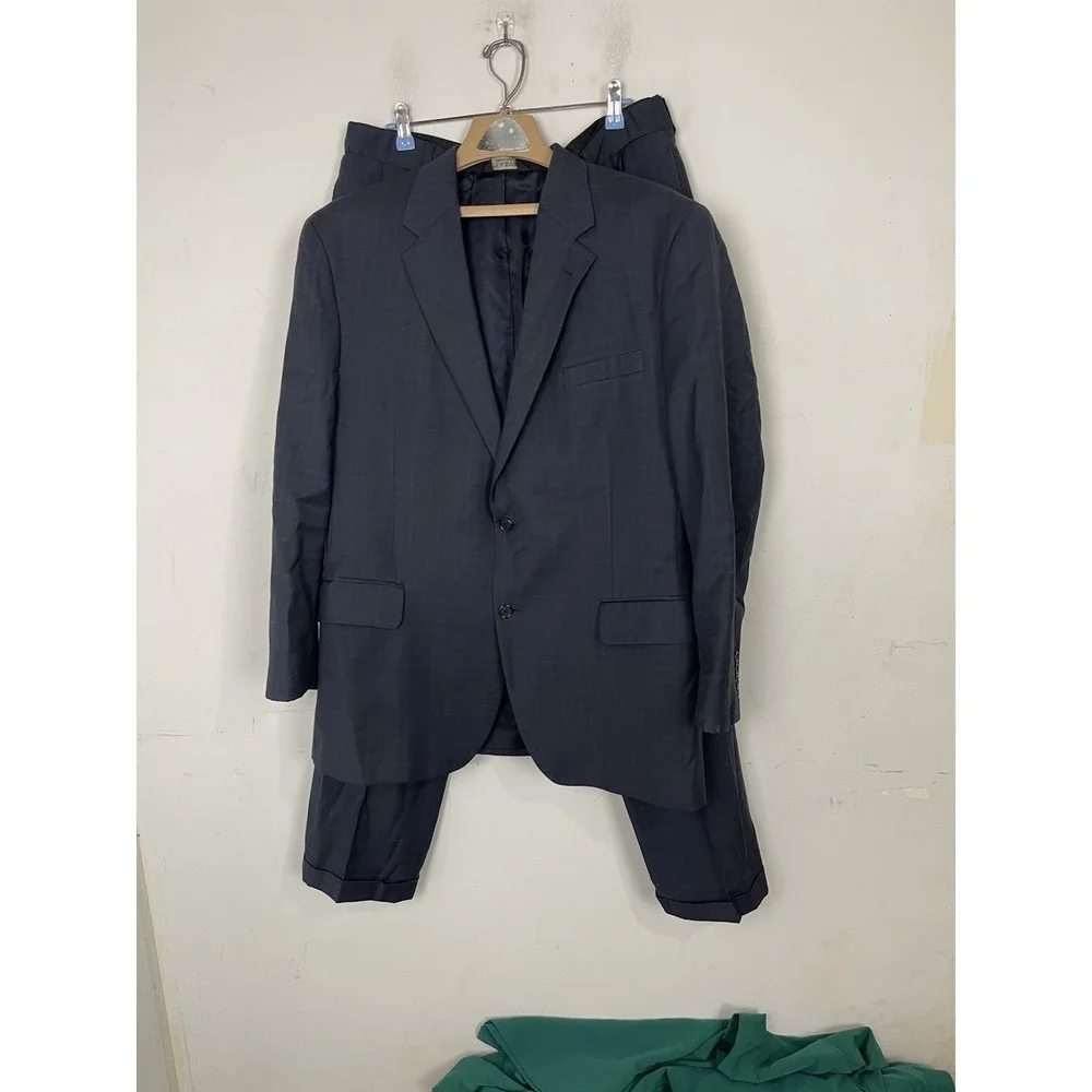 Jos A Bank Men Suit 43‎ Blue Plaid Signature Formal Wool Blazer 2 pc Pants 36x30